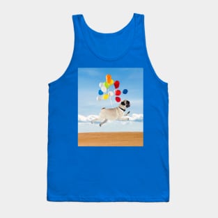 Flying Pug With Balloons Tank Top